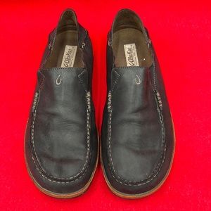 MENS OLUKAI MOLOA SOFT BLACK LEATHER SLIP ON LOAFER SIZE 12